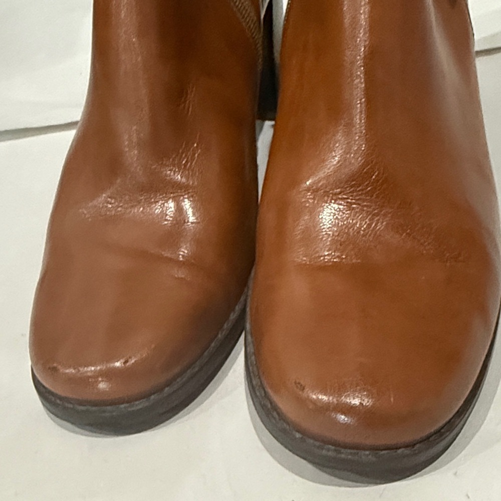 Franco Sarto Tan to brown Leather Ankle Boots with Buckle - Picture 4 of 6